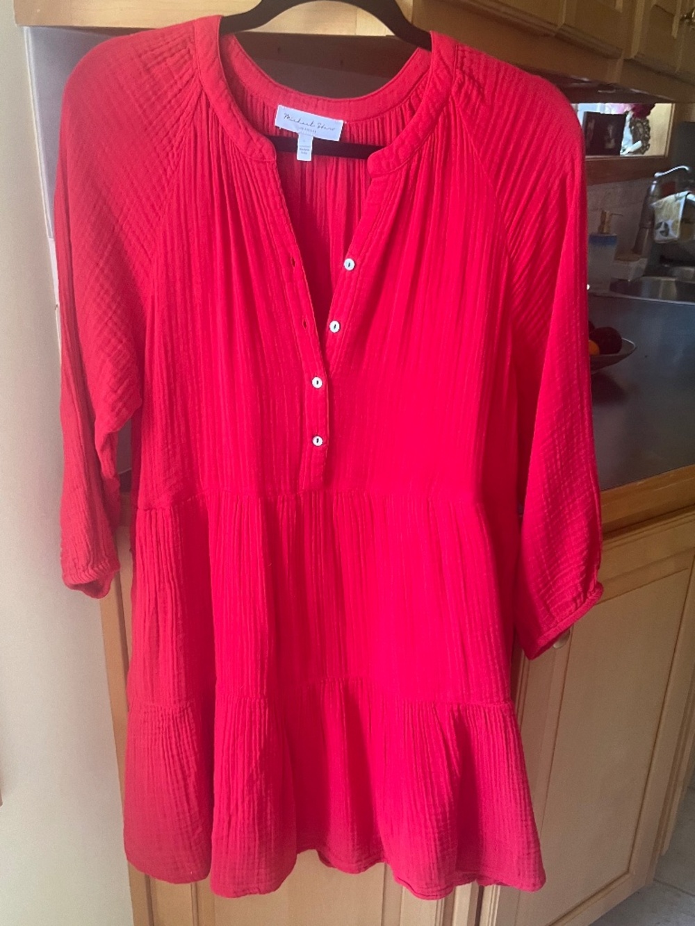Michael Stars Red Gauze Dress, L
